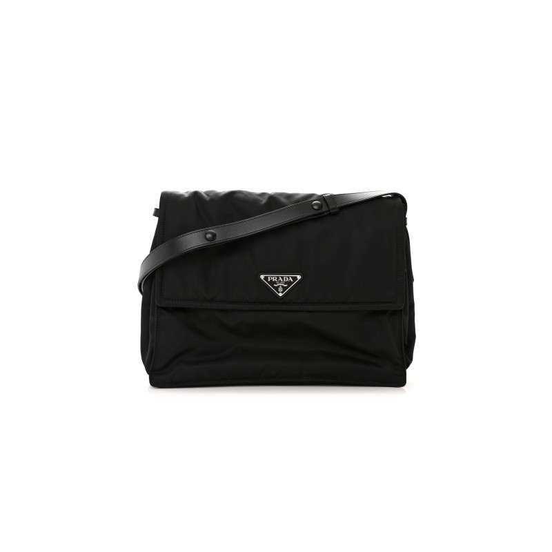 PRADA RE-NYLON SMALL PADDED SHOULDER BAG BLACK (36*29*15cm)