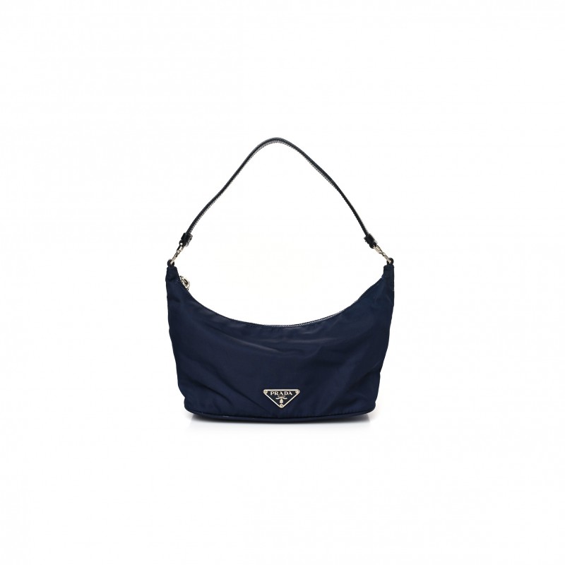 PRADA TESSUTO NYLON VITELLO HOBO NAVY (19*13*10cm)