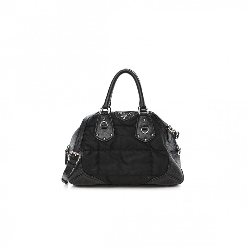 PRADA NYLON QUILTED 24H SATCHEL BLACK (34*23*16cm)