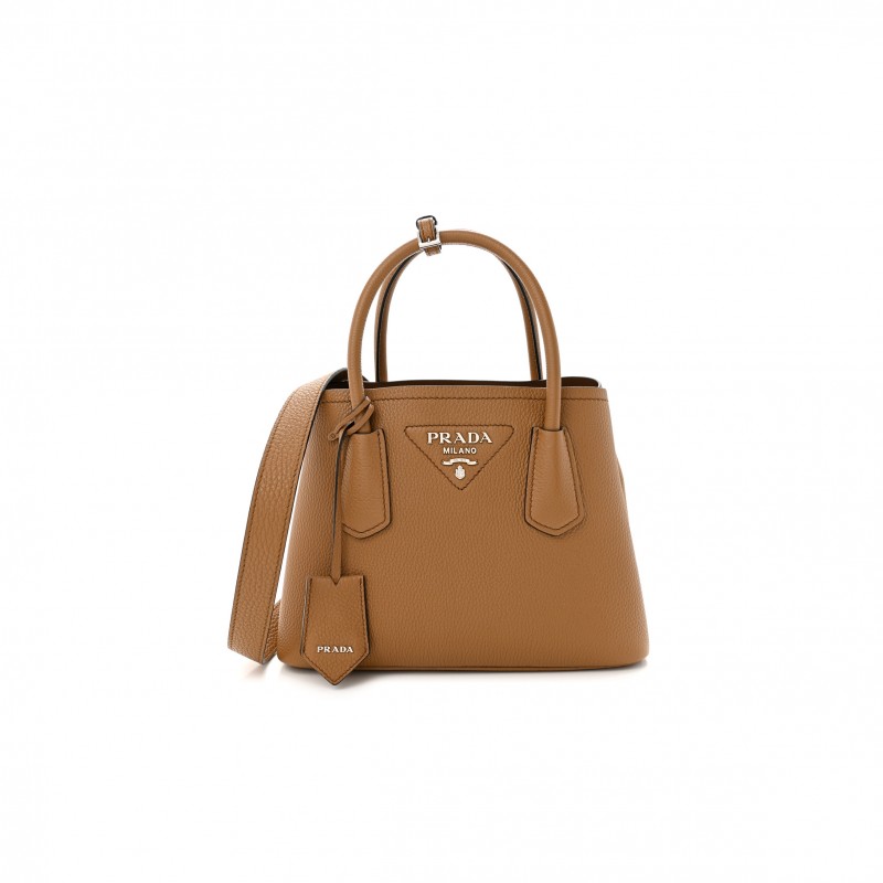 PRADA VITELLO DAINO SOFT MINI DOUBLE BAG CARAMEL (25*18*10cm)