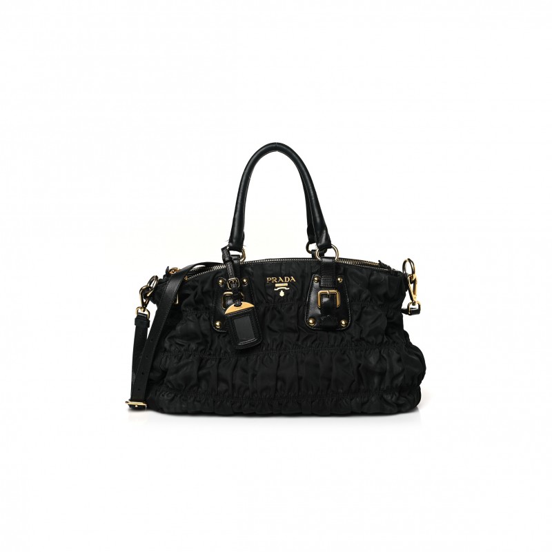 PRADA TESSUTO NYLON GAUFRE TOTE BLACK (34*26*17cm)