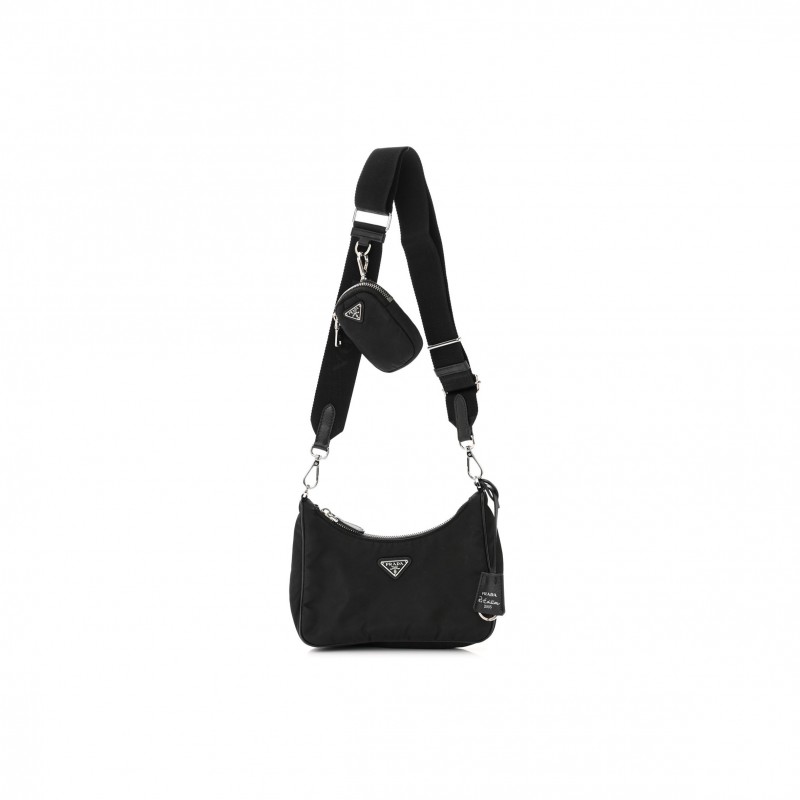 PRADA NYLON RE-EDITION 2005 SHOULDER BAG BLACK (22*18*6cm)