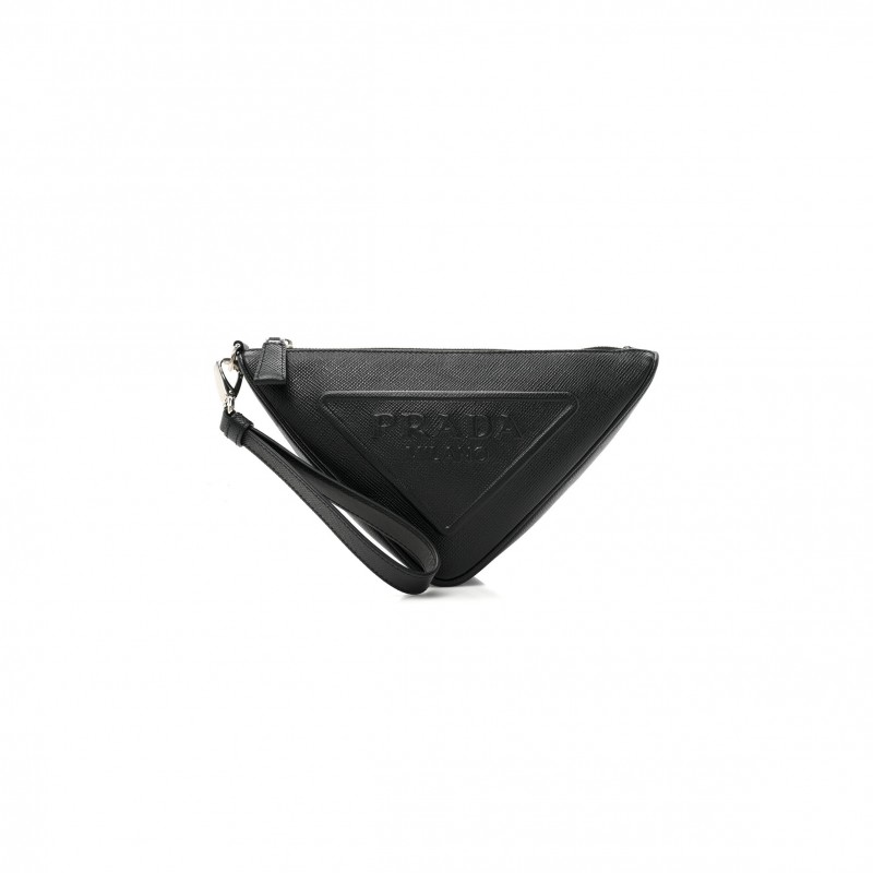 PRADA SAFFIANO TRIANGLE WRISTLET BLACK (27*15*8cm)