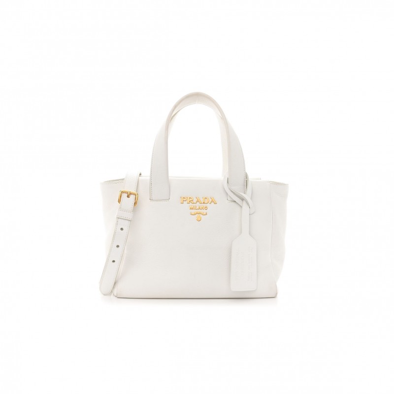 PRADA VITELLO CERVO MINI SATCHEL WHITE (24*24*11cm)