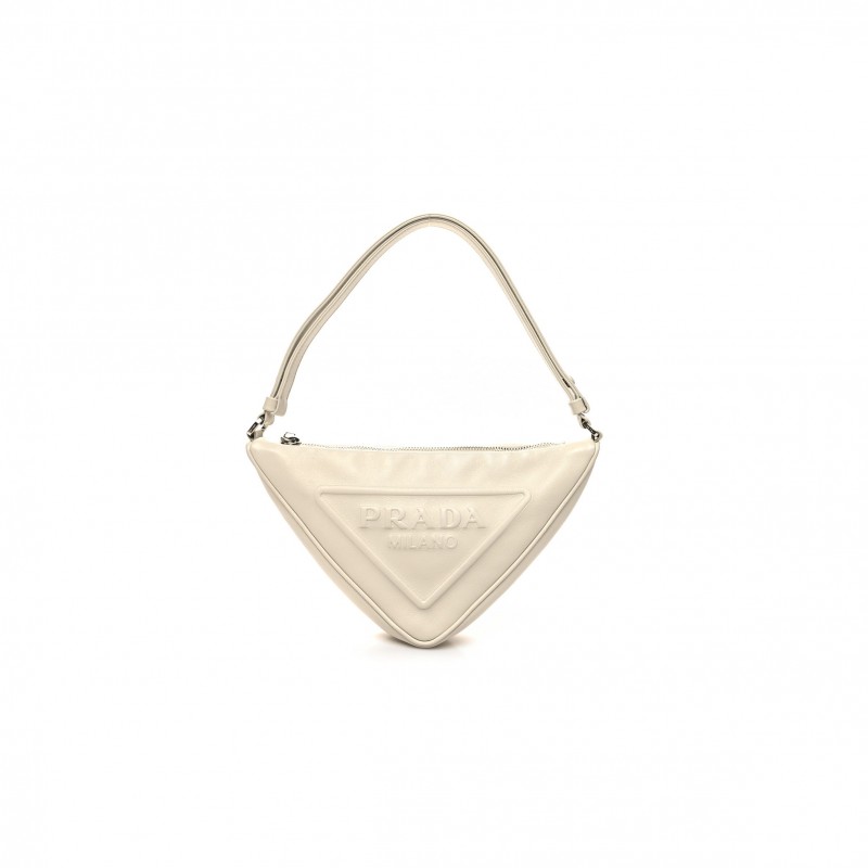 PRADA GRACE LUX TRIANGLE POUCH WHITE (26*14*8cm)