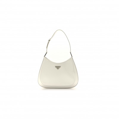 PRADA BRUSHED CALFSKIN CLEO ADJUSTABLE STRAP SHOULDER BAG WHITE 1BC499 (27*22*6cm)