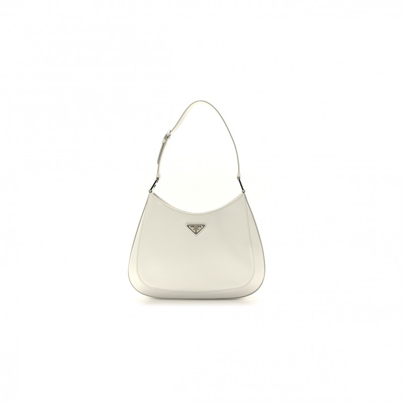 PRADA BRUSHED CALFSKIN CLEO ADJUSTABLE STRAP SHOULDER BAG WHITE (28*23*5cm)