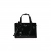 PRADA BRUSHED CALFSKIN FLORAL MINI RE-EDITION 1995 TOTE BLACK (22*15*7cm)