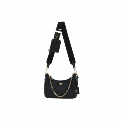 PRADA SAFFIANO LUX RE-EDITION 2005 SHOULDER BAG BLACK 1BH204 (22*17*6cm)