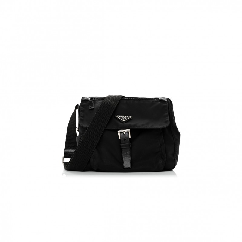 PRADA NYLON VELA MESSENGER BLACK (23*22*10cm)