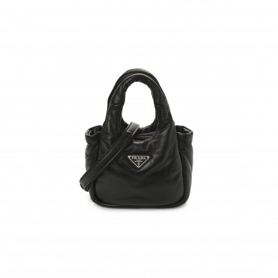 PRADA SOFT NAPPA SMALL PADDED SHOULDER BAG BLACK (30*25*11cm)