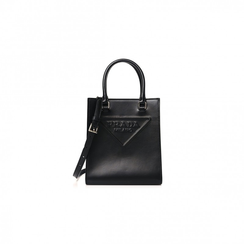 PRADA SOFT CALFSKIN SMALL SHOULDER BAG BLACK (19*17*6cm)