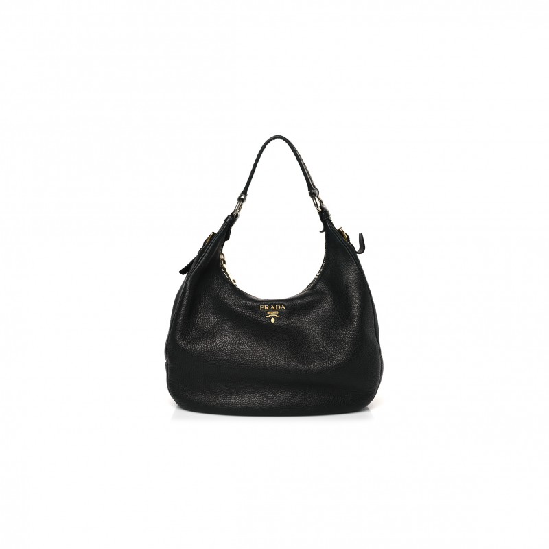 PRADA VITELLO DAINO HOBO BLACK (36*30*15cm)