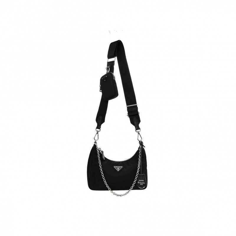 PRADA NYLON RE-EDITION 2005 SHOULDER BAG BLACK (18*18*6cm)