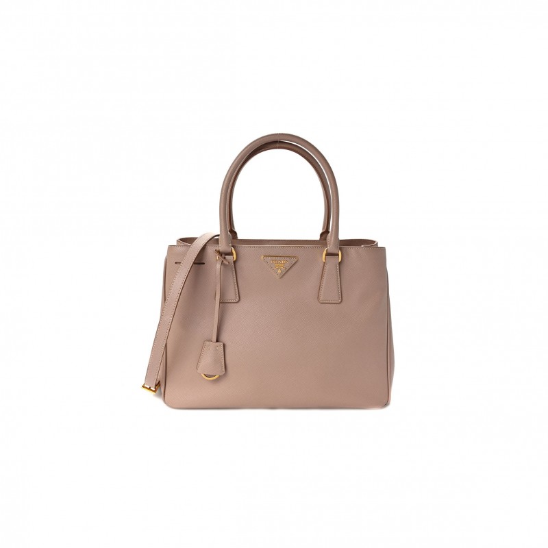 PRADA SAFFIANO MEDIUM GALLERIA DOUBLE ZIP TOTE CAMMEO (32*20*13cm)