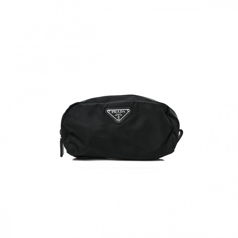 PRADA TESSUTO NYLON SAFFIANO POUCH BLACK (26*13*11cm)