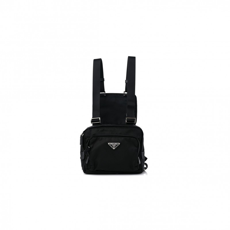 PRADA TESSUTO NYLON MONTAGNA HARNESS BAG BLACK (22*18*5cm)