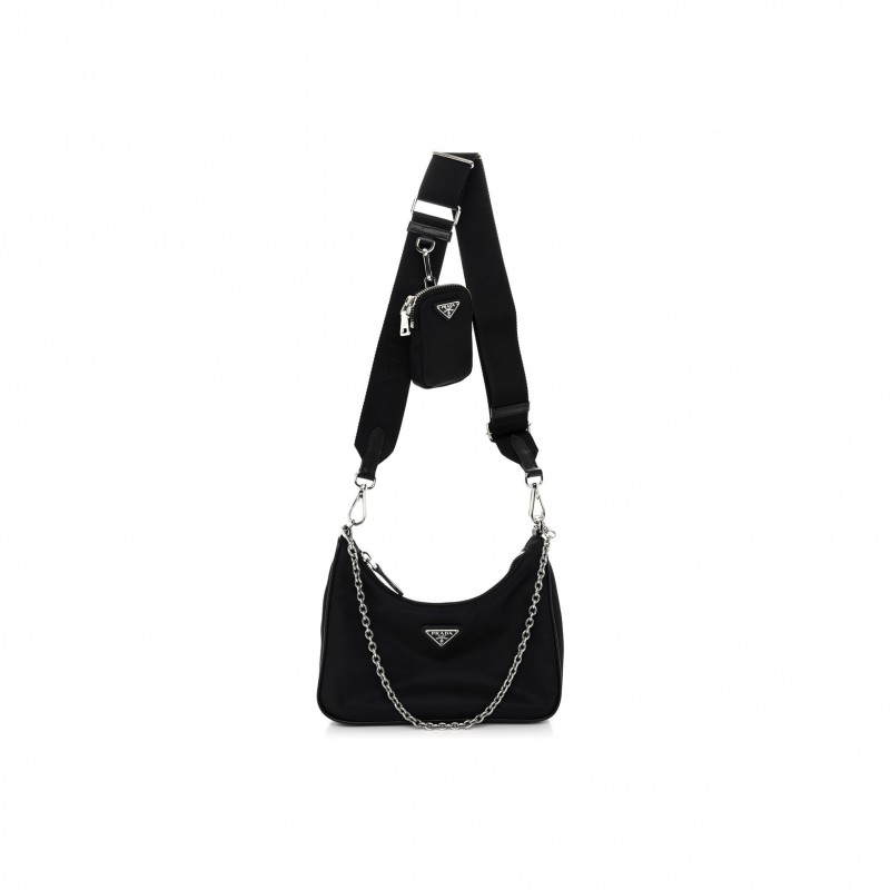 PRADA NYLON RE-EDITION 2005 SHOULDER BAG BLACK (23*14*8cm)