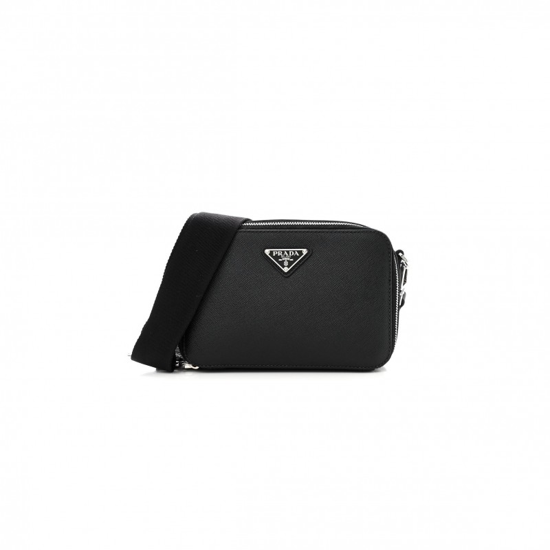 PRADA SAFFIANO TRAVEL MENS BRIQUE CROSSBODY BAG BLACK (19*13*6cm)