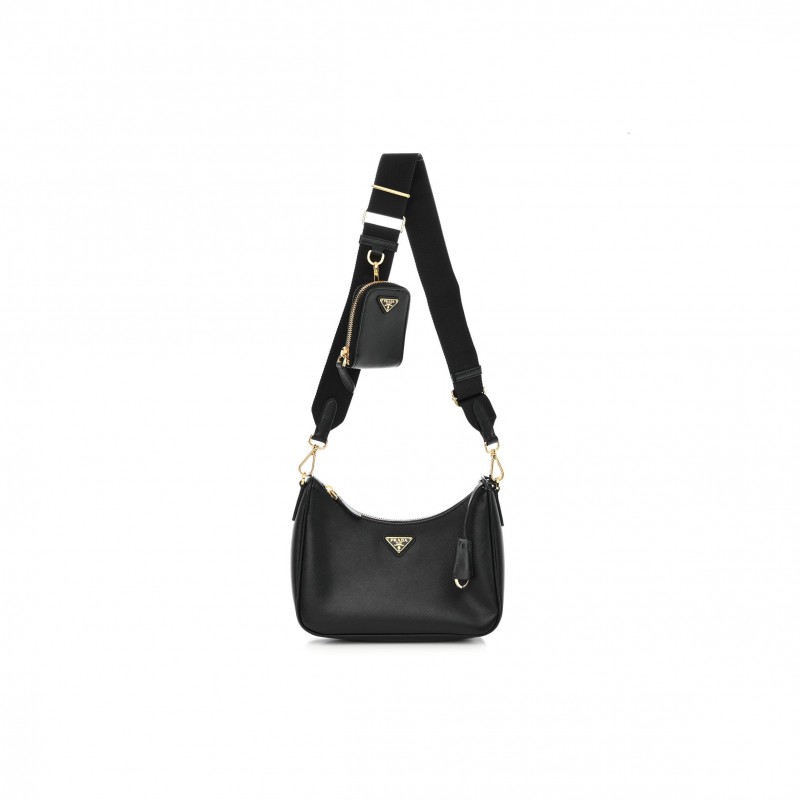 PRADA SAFFIANO LUX RE-EDITION 2005 SHOULDER BAG BLACK (22*17*6cm)