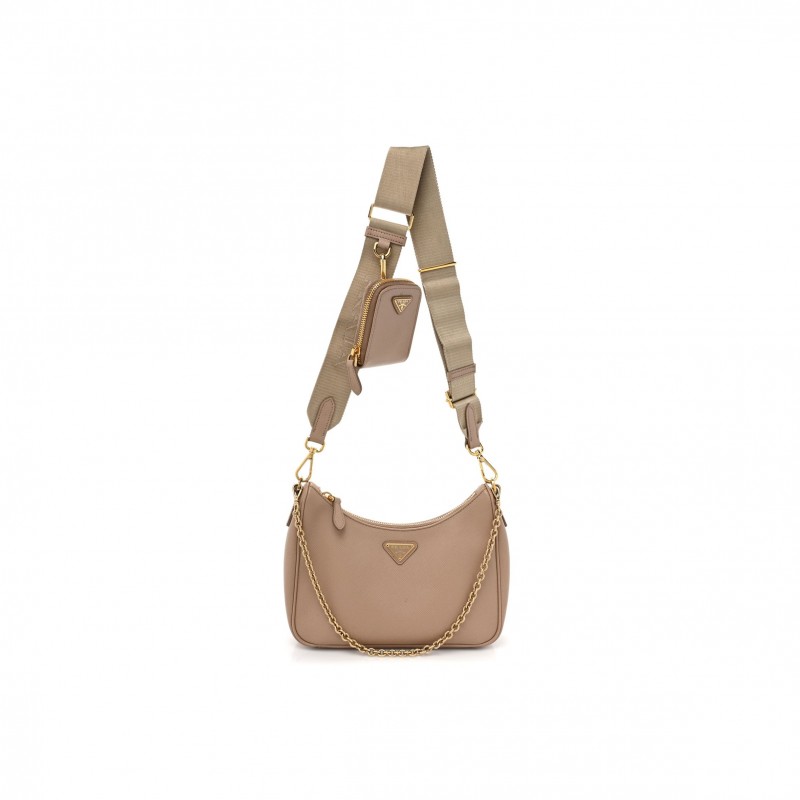 PRADA SAFFIANO RE-EDITION 2005 SHOULDER BAG CAMMEO BEIGE (22*12*6cm)