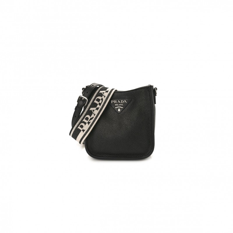 PRADA VITELLO DAINO SOFT MINI SHOULDER BAG BLACK (20*20*8cm)