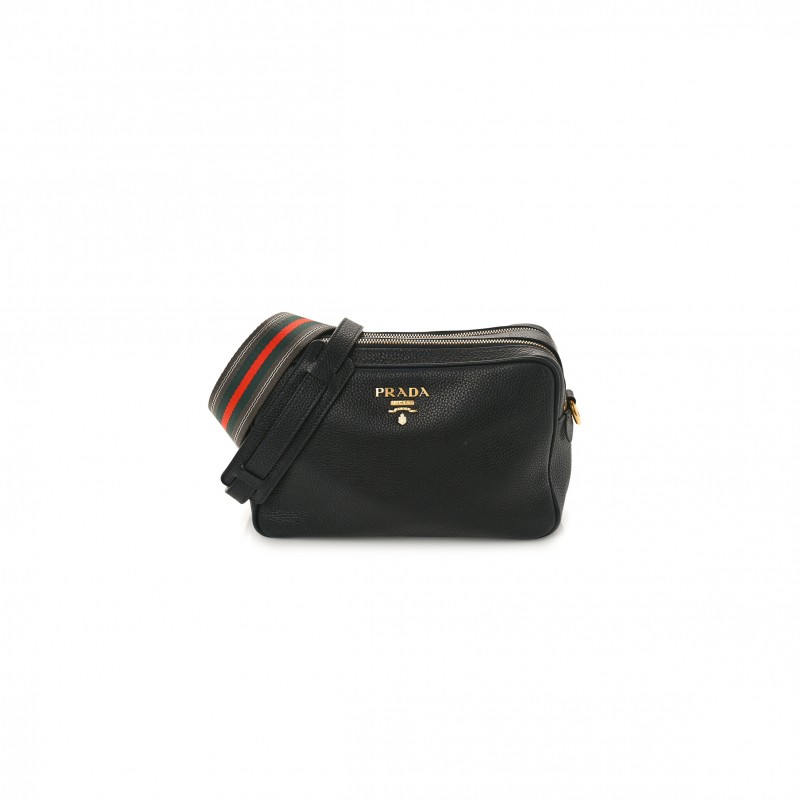 PRADA VITELLO DAINO CAMERA CROSSBODY BLACK (24*15*10cm)