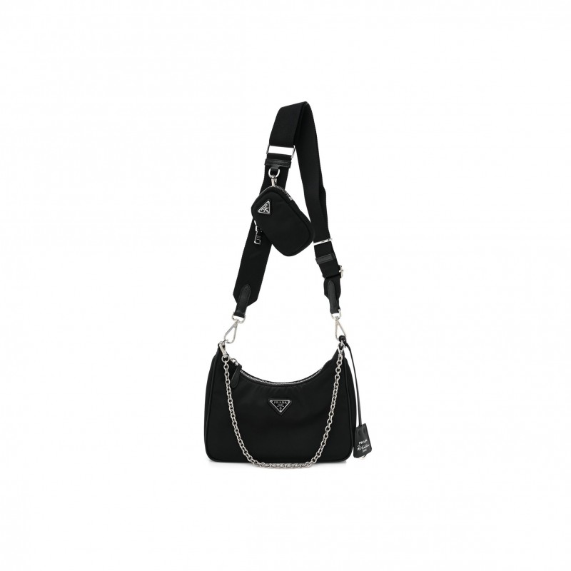 PRADA NYLON RE-EDITION 2005 SHOULDER BAG BLACK (22*16*6cm)