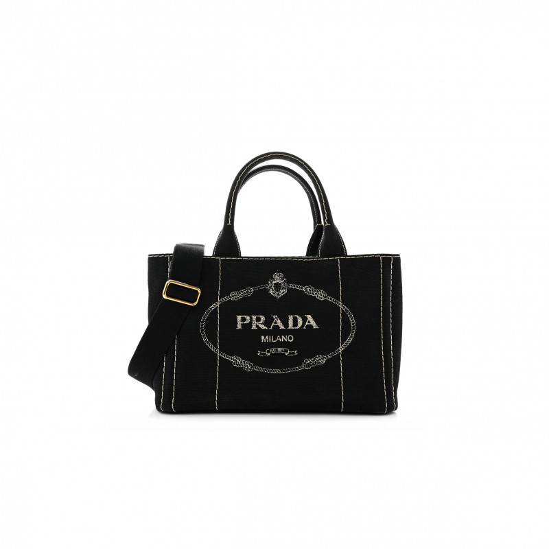 PRADA CANAPA SMALL LOGO TOTE BLACK TALCO (27*20*15cm)