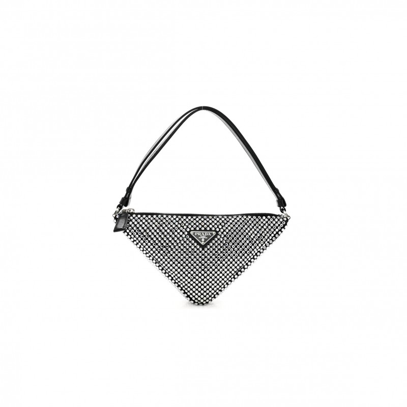 PRADA SATIN CRYSTAL TRIANGLE POUCH CRISTAL (26*15*6m)