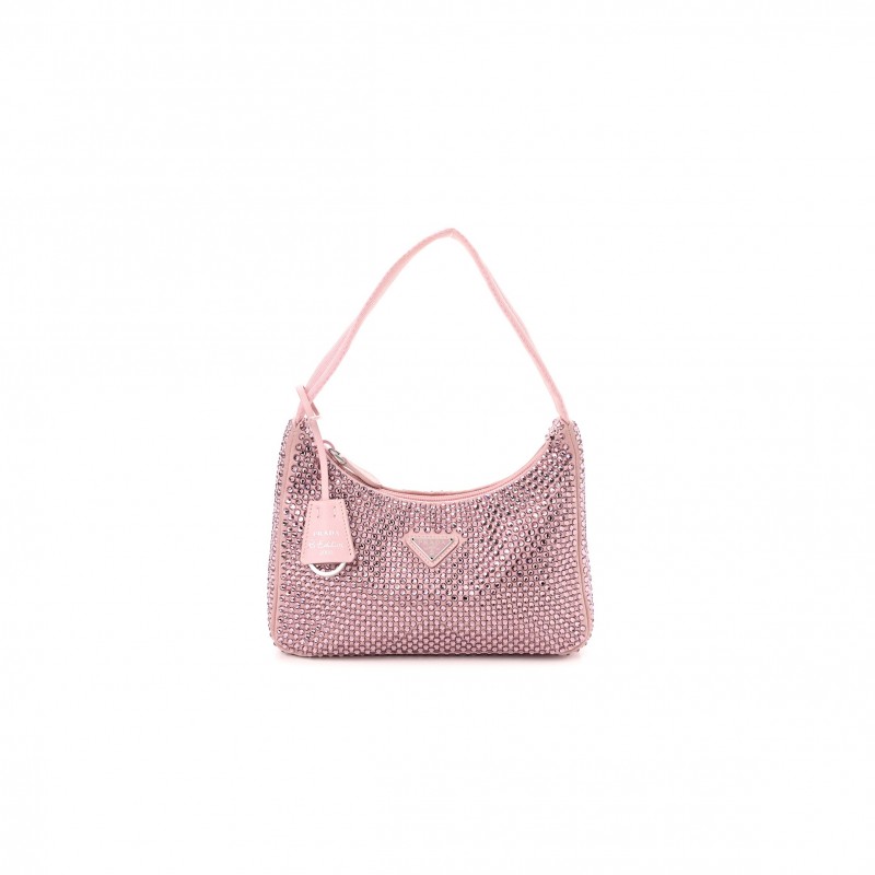 PRADA SATIN CRYSTAL MINI RE-EDITION 2000 BAG ALABASTRO (23*17*6cm)