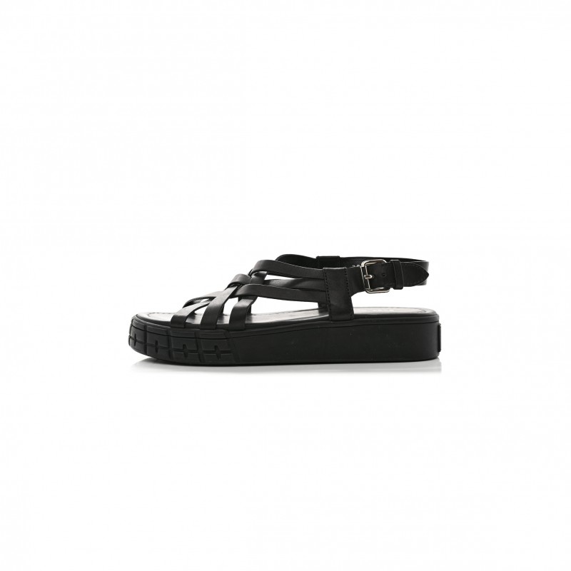 PRADA NATURAL CALFSKIN BUCKLED SLINGBACK 30MM SANDALS 38 BLACK