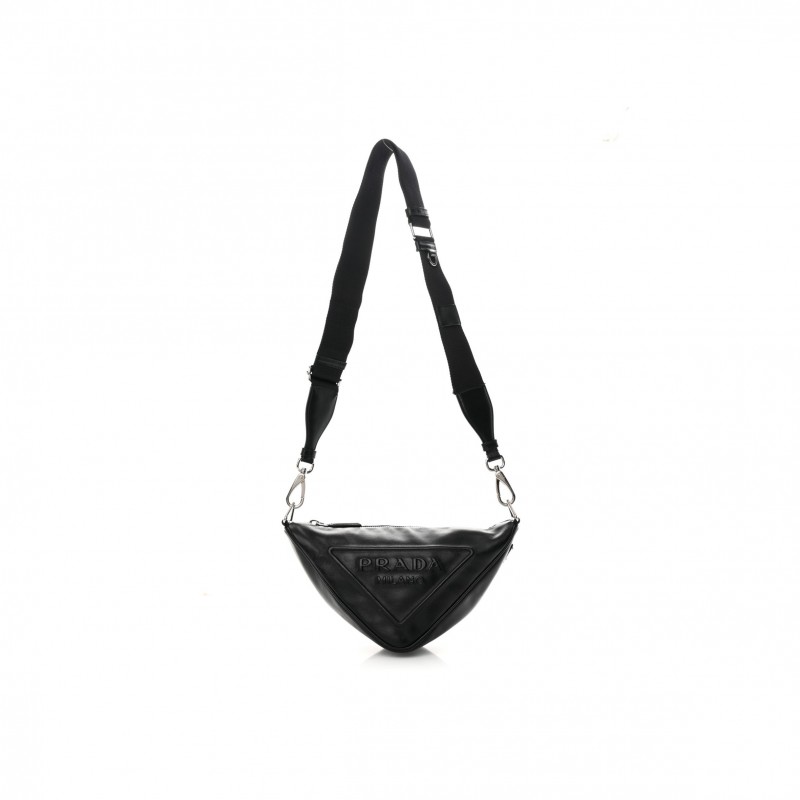 PRADA GRACE LUX TRIANGLE SHOULDER BAG BLACK (25*15*11cm)