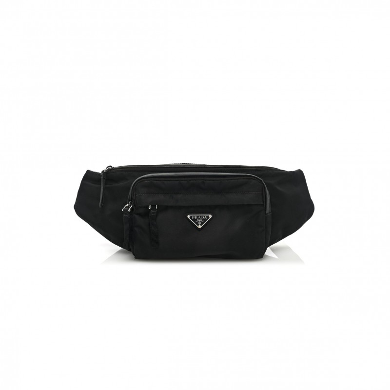 PRADA TESSUTO NYLON MONTAGNA BELT BAG BLACK (33*13*6cm)