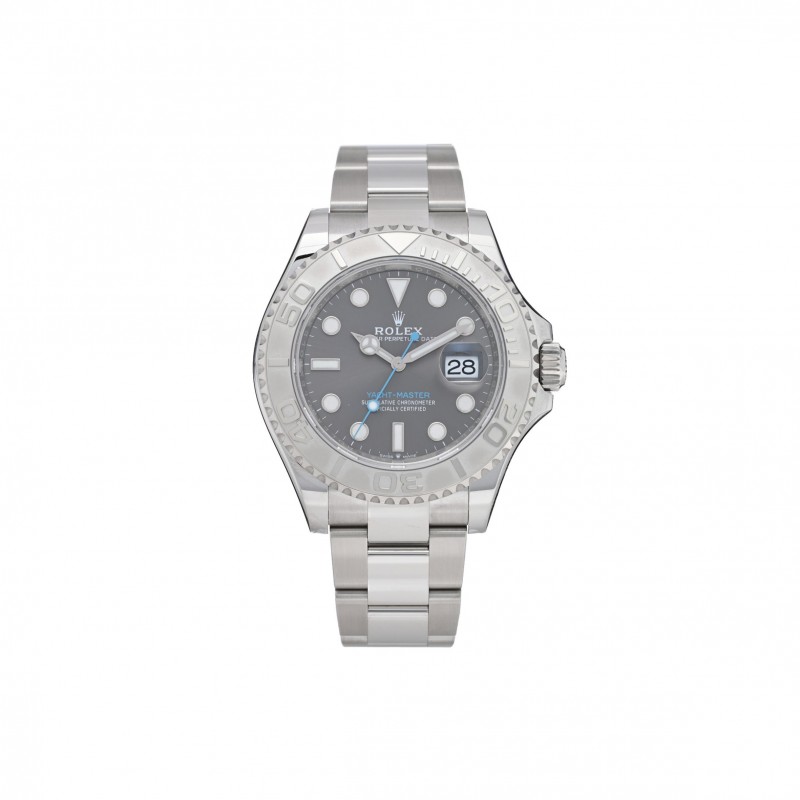 ROLEX STAINLESS STEEL PLATINUM 40MM OYSTER PERPETUAL DATE YACHT-MASTER WATCH SLATE 126622