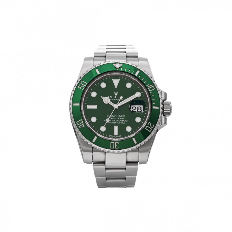 ROLEX STAINLESS STEEL 40MM OYSTER PERPETUAL SUBMARINER DATE &QUOT;HULK&QUOT; WATCH GREEN 116610LV