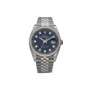 ROLEX STAINLESS STEEL 18K WHITE GOLD DIAMOND BEZEL 36MM OYSTER PERPETUAL DATEJUST WATCH BLUE 126284RBR