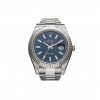 ROLEX STAINLESS STEEL 18K WHITE GOLD 41MM OYSTER PERPETUAL DATEJUST WATCH BLUE 116334