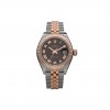 ROLEX STAINLESS STEEL 18K EVEROSE GOLD 28MM OYSTER PERPETUAL DATEJUST WATCH CHOCOLATE ROMAN 279171