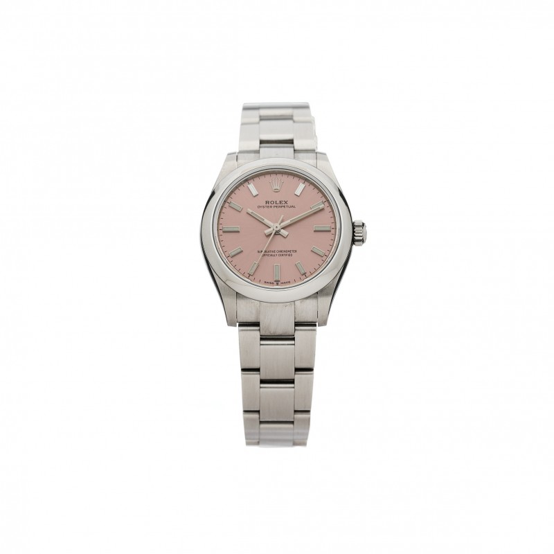 ROLEX STAINLESS STEEL 31MM OYSTER PERPETUAL WATCH PINK 277200