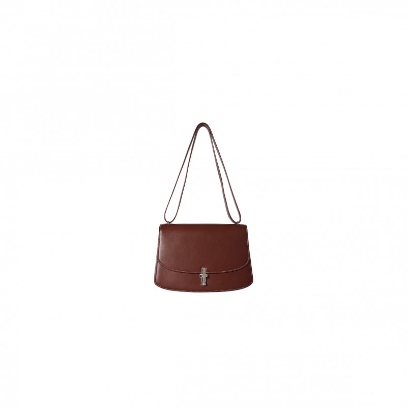 THE ROW SOFIA 10.00 SHOULDER BAG IN LEATHER CHERRY WOOD W1570L60CHYWD (25*18*8cm）