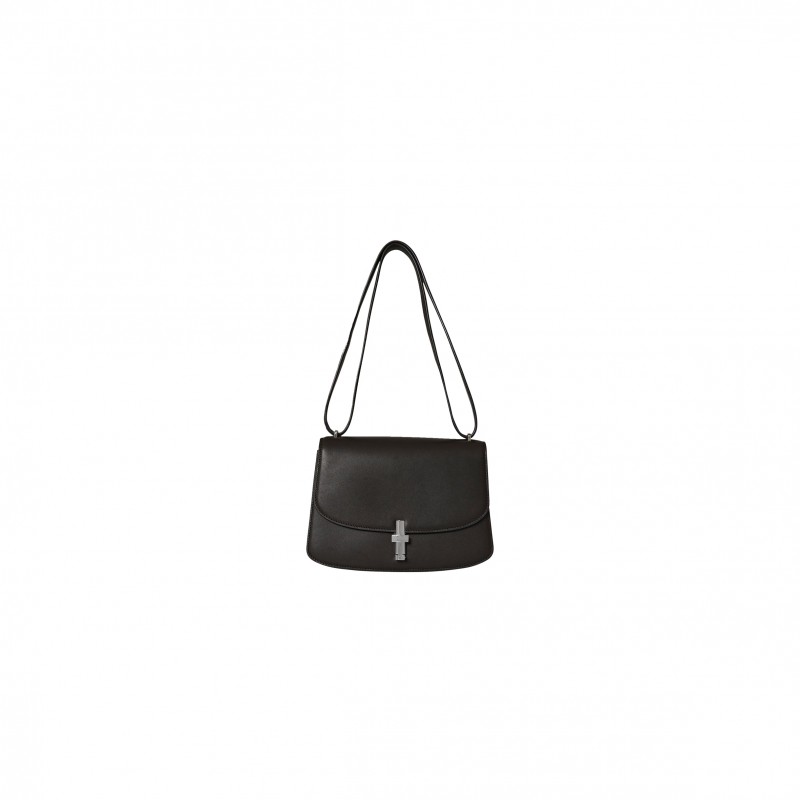 THE ROW SOFIA 8.75 SHOULDER BAG IN LEATHER BLACK W1603L60BLPL (22*15*9cm)