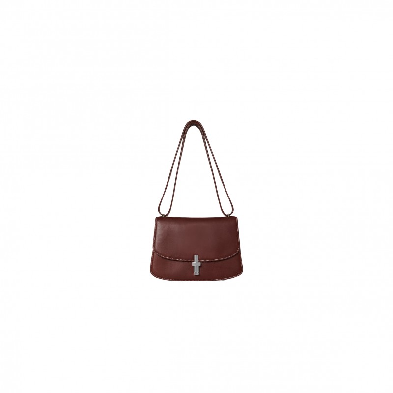 THE ROW SOFIA 8.75 SHOULDER BAG IN LEATHER CHERRY WOOD W1603L60CHYWD (22*15*9cm)