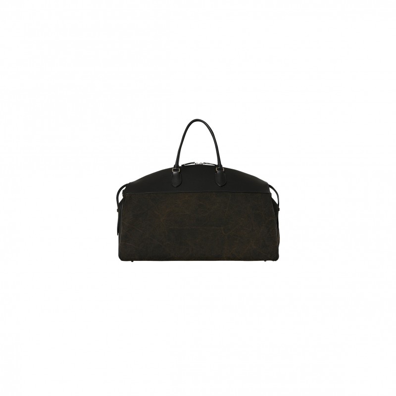 THE ROW GEORGE DUFFLE IN LEATHER AND DENIM BLACKBLACK W1630L52W763BBLCS (43*18*30cm)