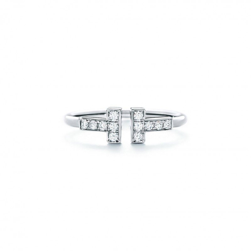 Tiffany T Diamond Wire Ring in 18k White Gold