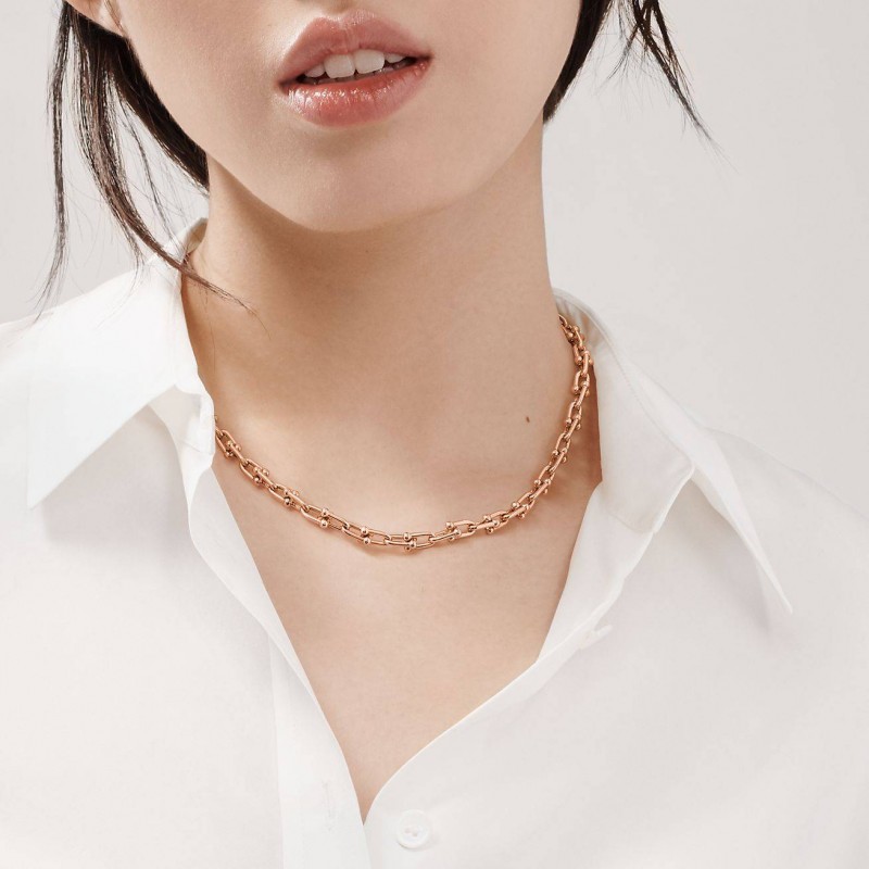 TIFFANY HARDWEAR MEDIUM LINK NECKLACE IN ROSE GOLD