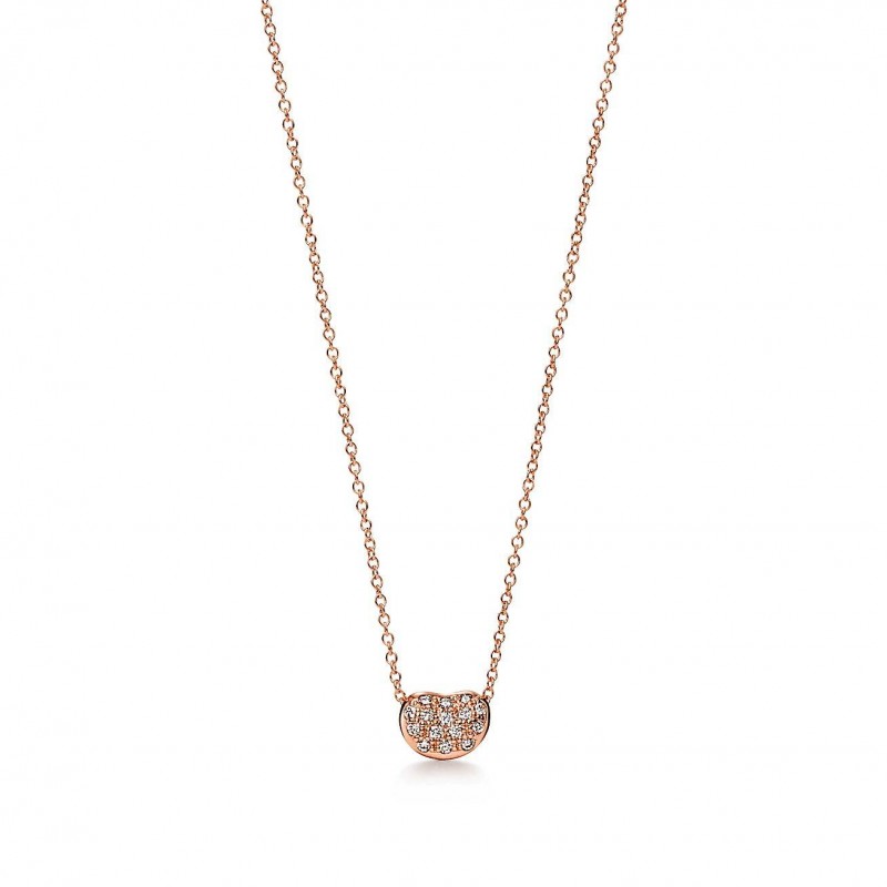 TIFFANY ELSA PERETTI® BEAN® DESIGN PENDANT IN ROSE GOLD WITH PAVÉ DIAMONDS, 6.5 MM