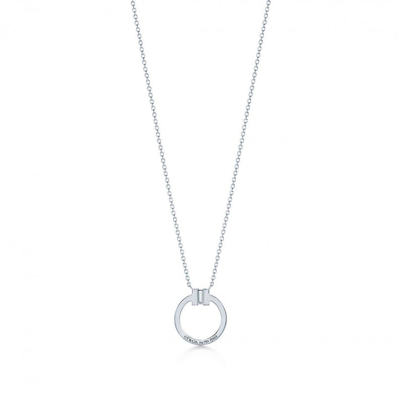 Tiffany T Diamond Pendant in 18k White Gold with a Baguette Diamond