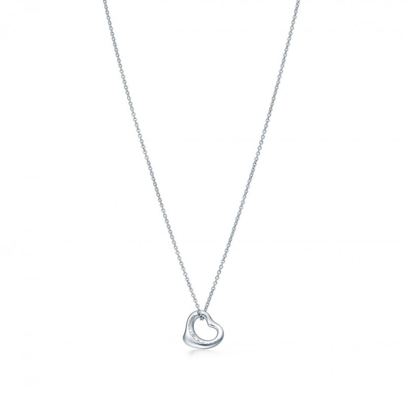 TIFFANY  ELSA PERETTI® OPEN HEART PENDANT IN PLATINUM WITH DIAMONDS