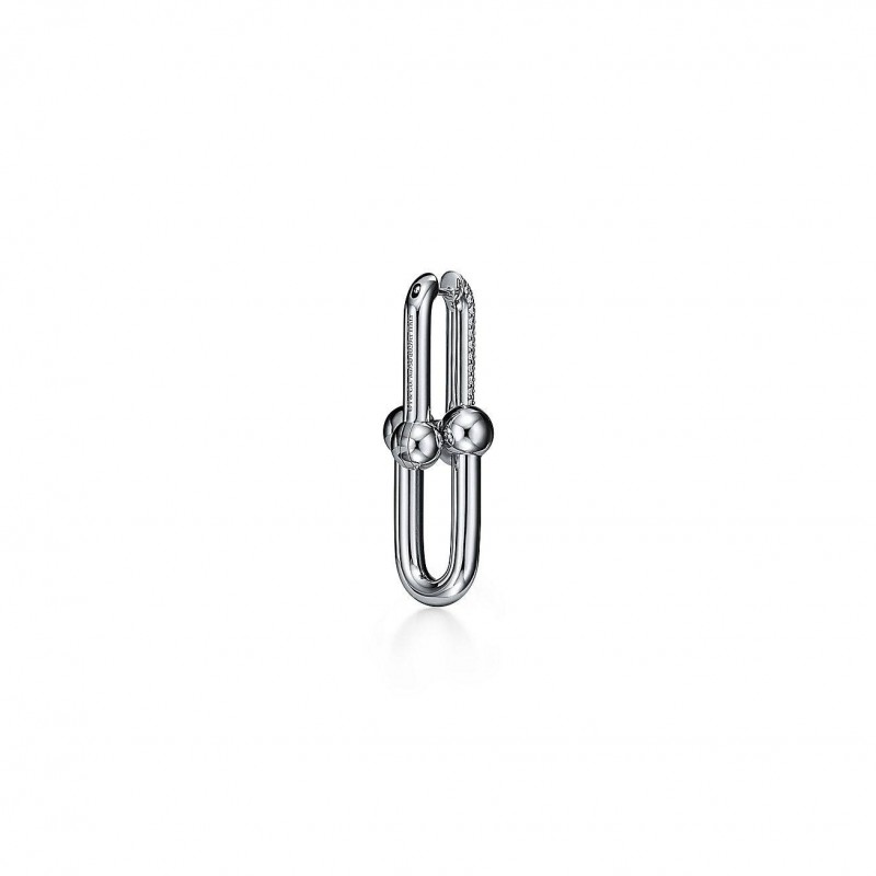 TIFFANY HARDWEAR LINK EARRINGS IN WHITE GOLD WITH PAVÉ DIAMONDS